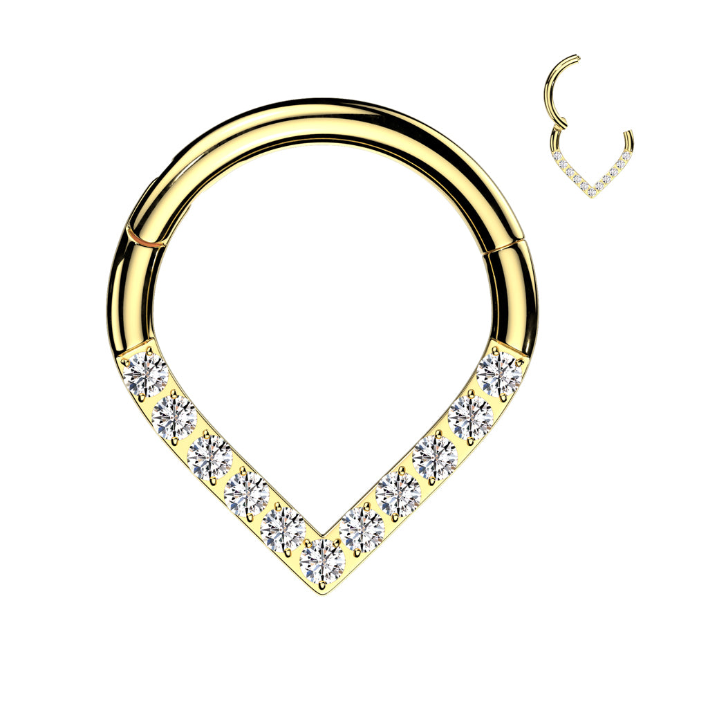 High Quality Precision Hinged Segment Hoop Ring with CNC CZ Single Line Chevron