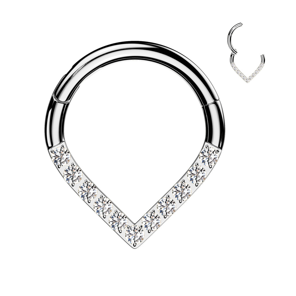 High Quality Precision Hinged Segment Hoop Ring with CNC CZ Single Line Chevron