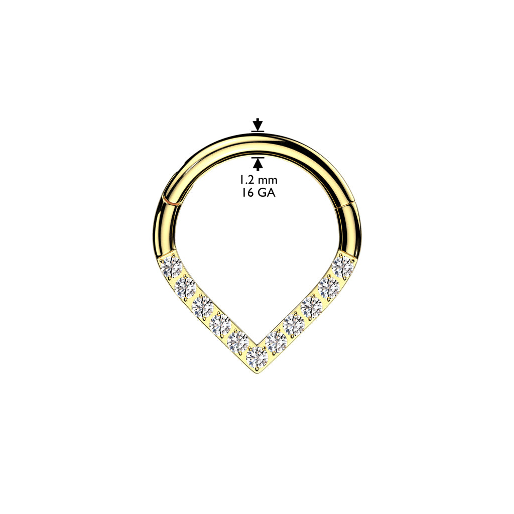 High Quality Precision Hinged Segment Hoop Ring with CNC CZ Single Line Chevron