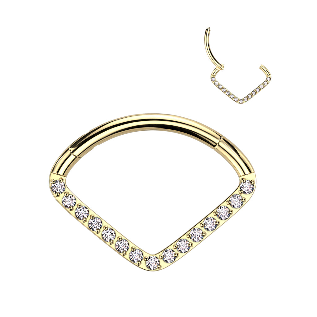 Ring With Wide CZ Pave Chevon