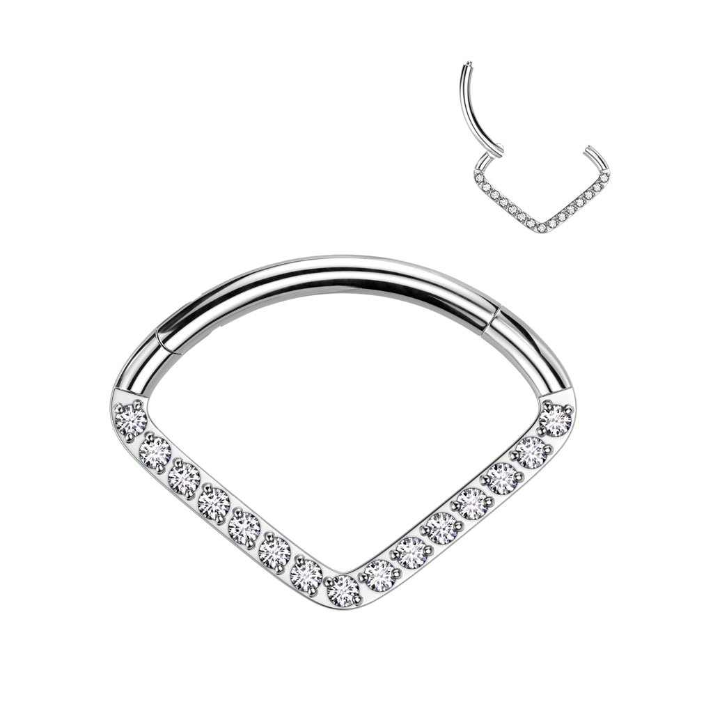 Ring With Wide CZ Pave Chevon
