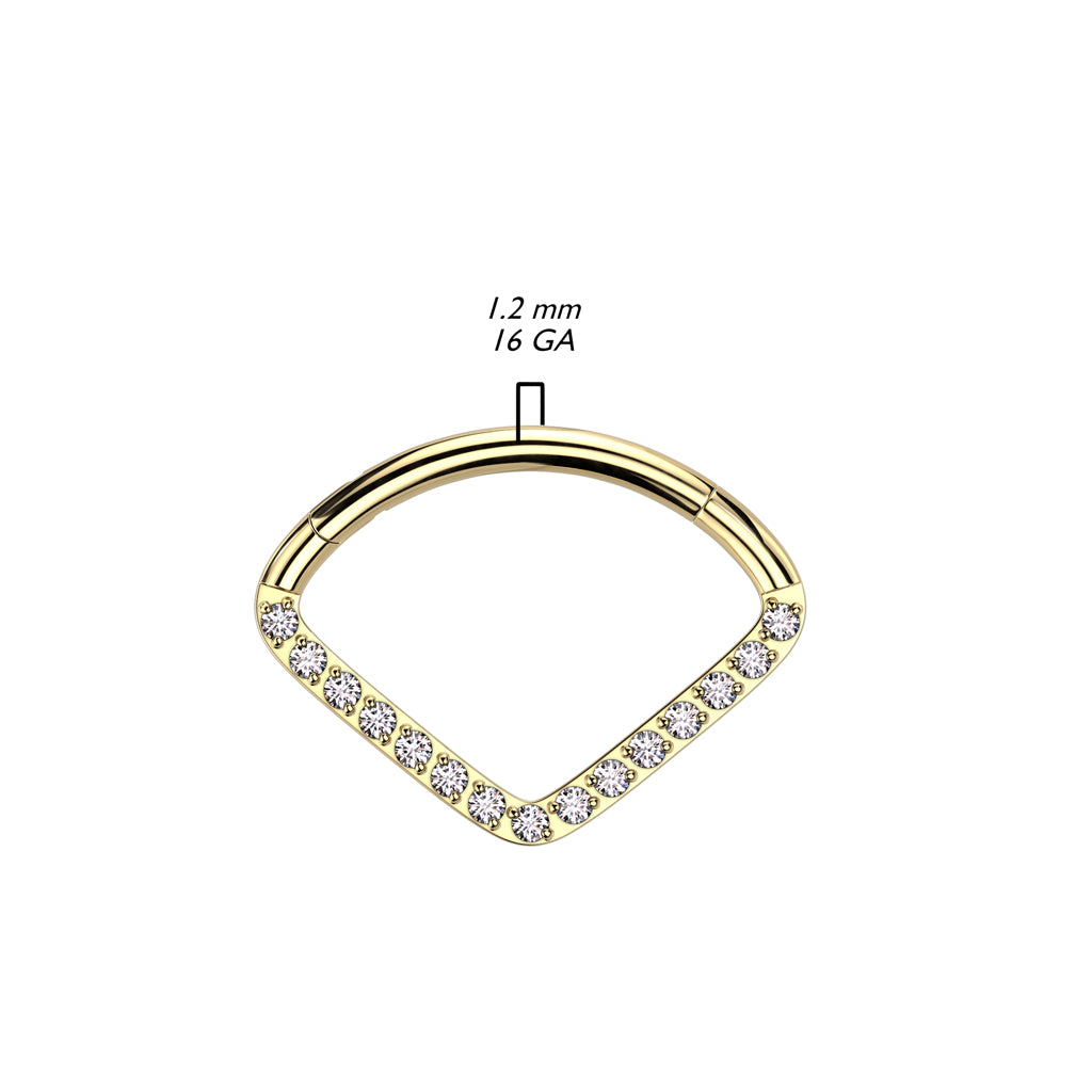 Ring With Wide CZ Pave Chevon