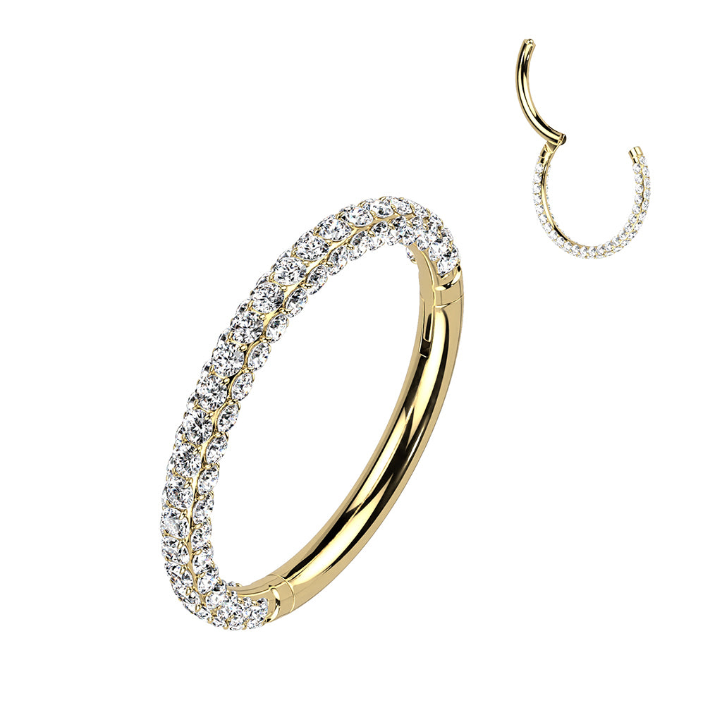 16g Hinged Segment Hoop Ring With 3 Pave CZ Sides