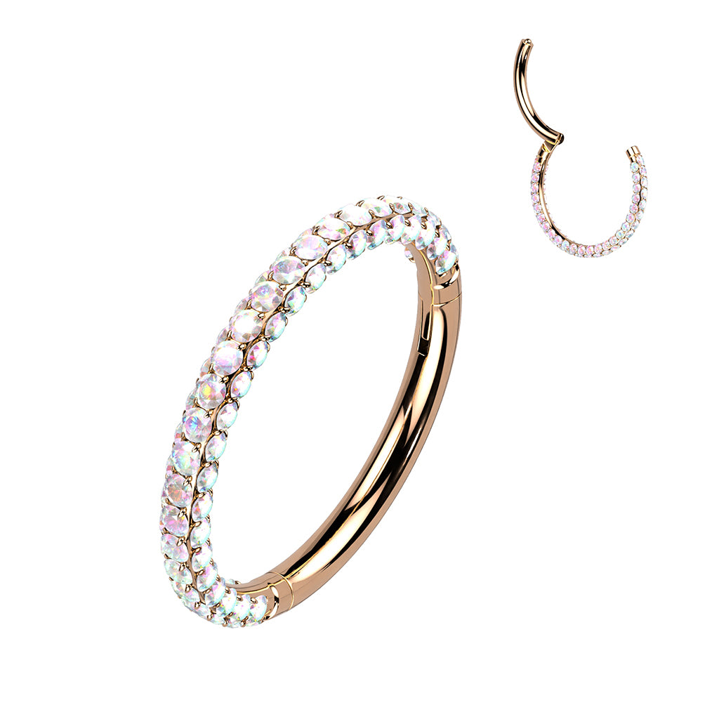 16g Hinged Segment Hoop Ring With 3 Pave CZ Sides