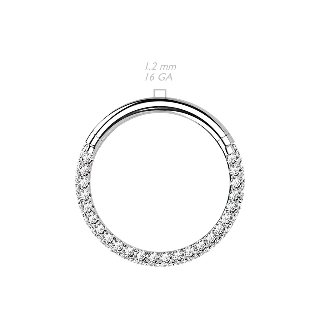 16g Hinged Segment Hoop Ring With 3 Pave CZ Sides
