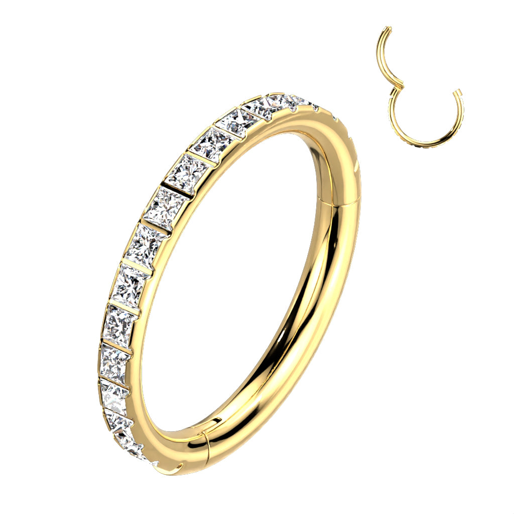 Hoop Ring With Pave Outward Facing Square CZs