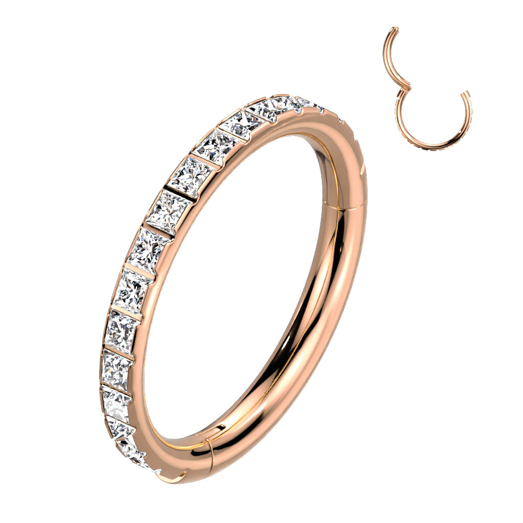Hoop Ring With Pave Outward Facing Square CZs