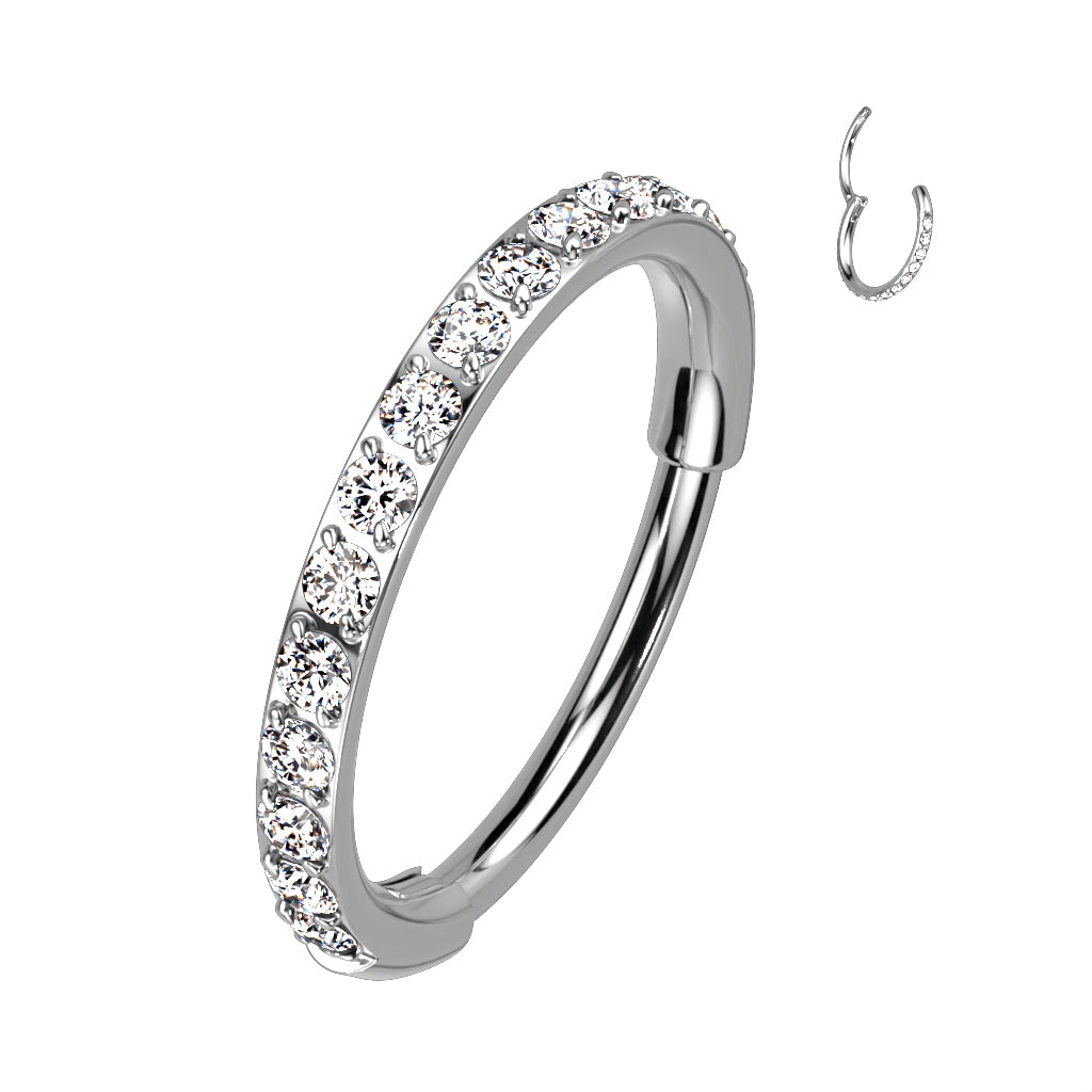 Hinged Segment Hoop Ring With Outward Facing Pave CZs