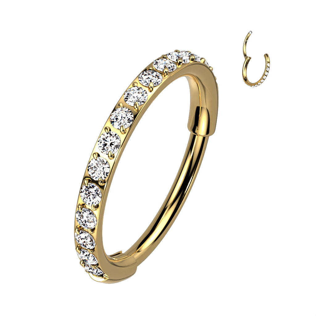 Hinged Segment Hoop Ring With Outward Facing Pave CZs