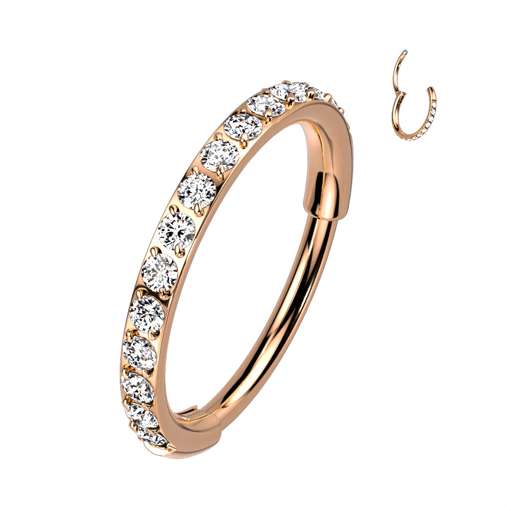 Hinged Segment Hoop Ring With Outward Facing Pave CZs