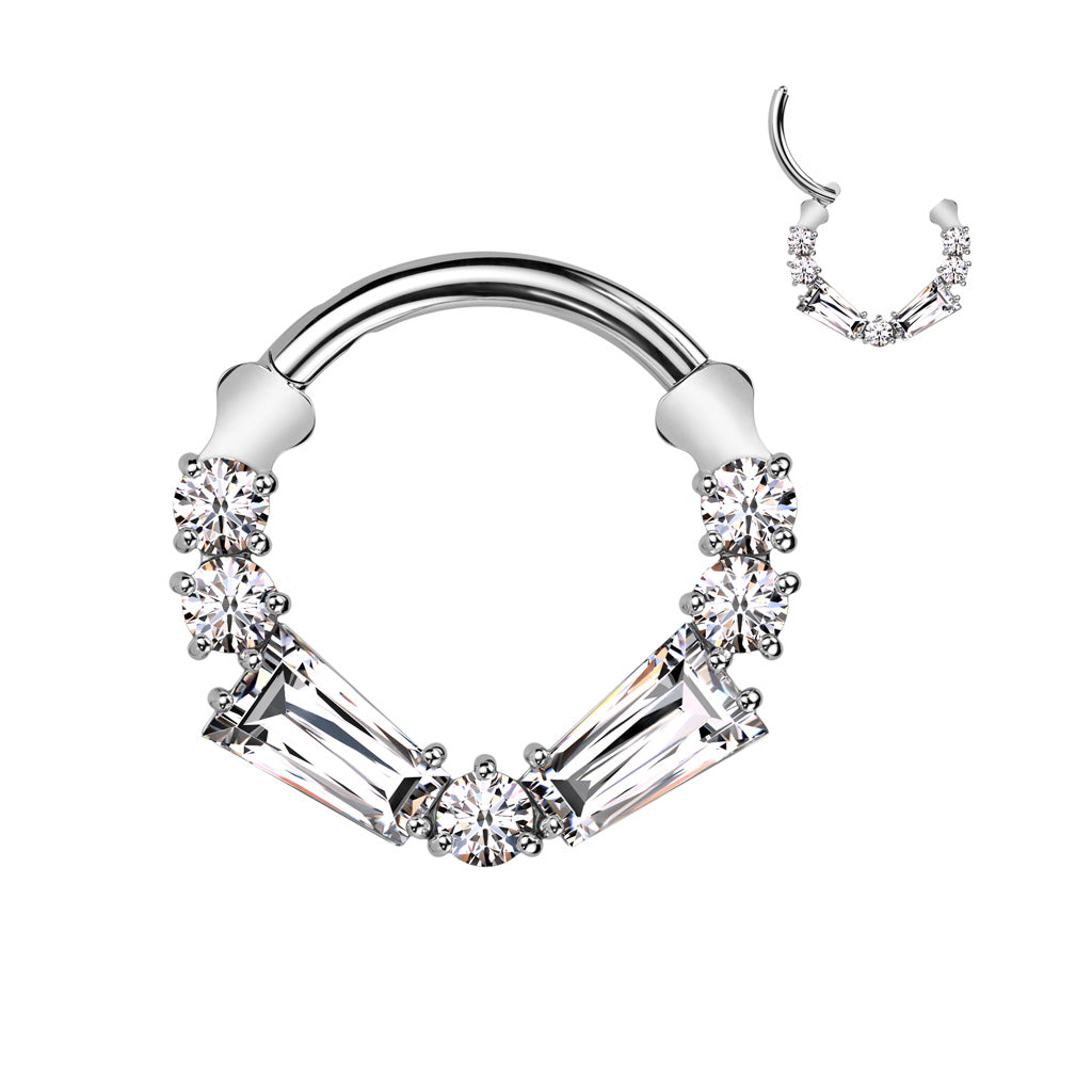 Hoop Ring With Round and Baguette CZ