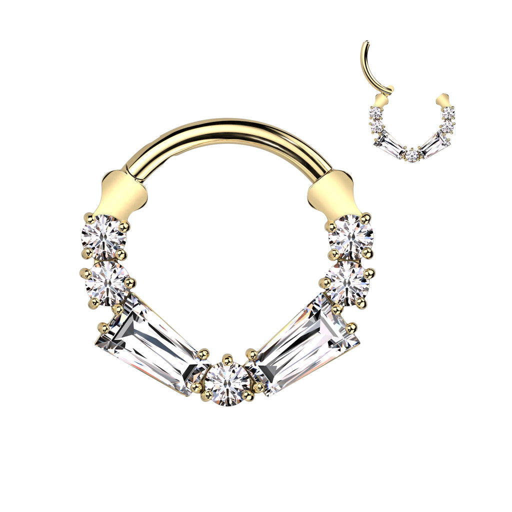 Hoop Ring With Round and Baguette CZ