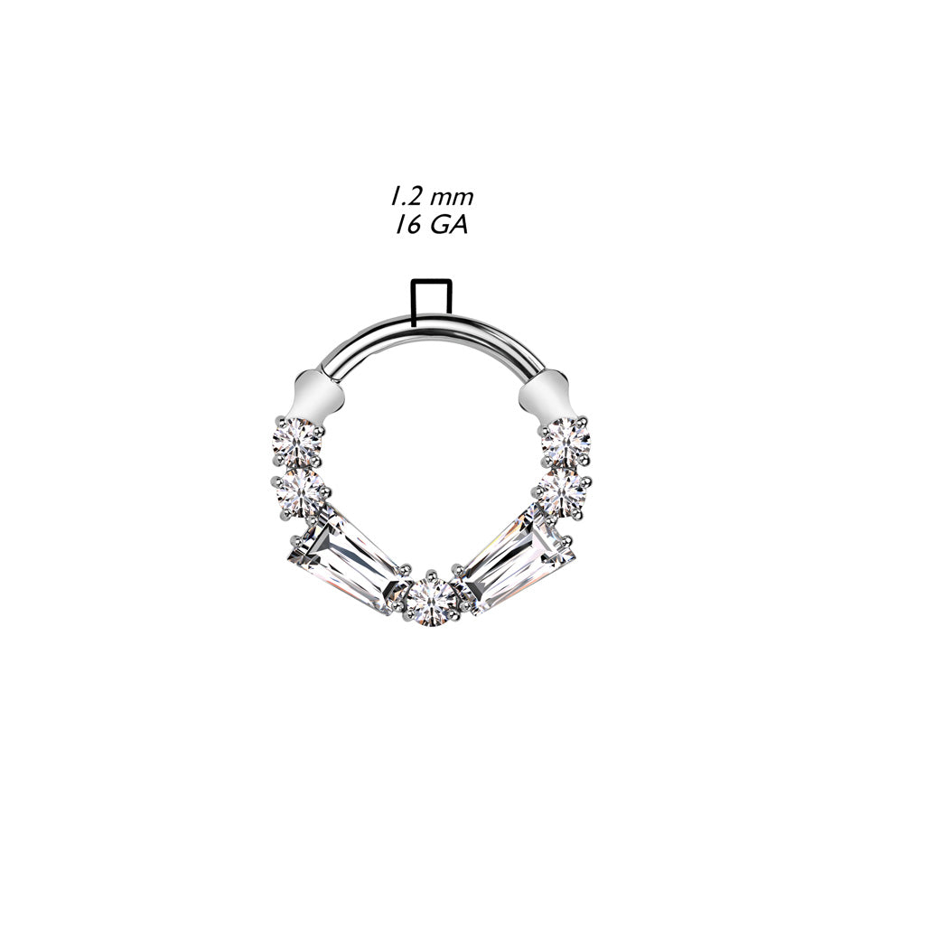 Hoop Ring With Round and Baguette CZ