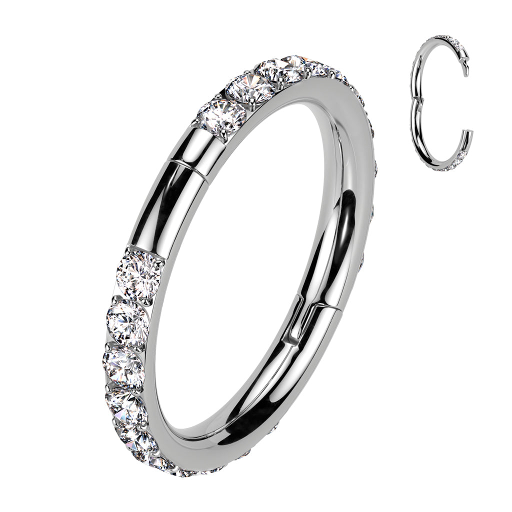 Nostril Half Closure Ring With Outward Facing CNC Set CZ On Both Sides
