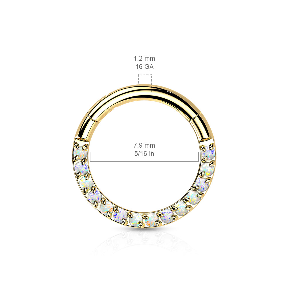 Hoop Ring With Forward Facing Pave Opal Front