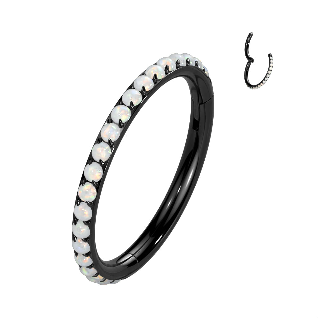 Hinged Segment Hoop Lined with Outward Facing Pave Opals