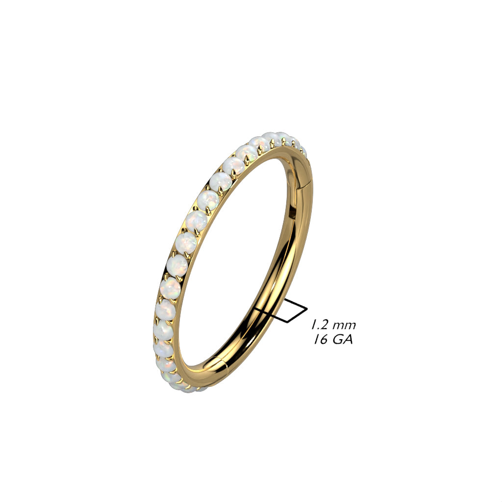 Hinged Segment Hoop Lined with Outward Facing Pave Opals