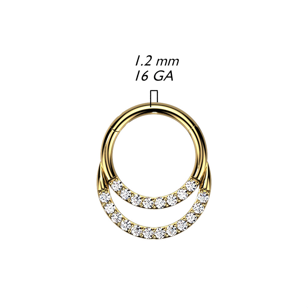 Hinged Segment Hoop Ring With Double Row of Pave CZs