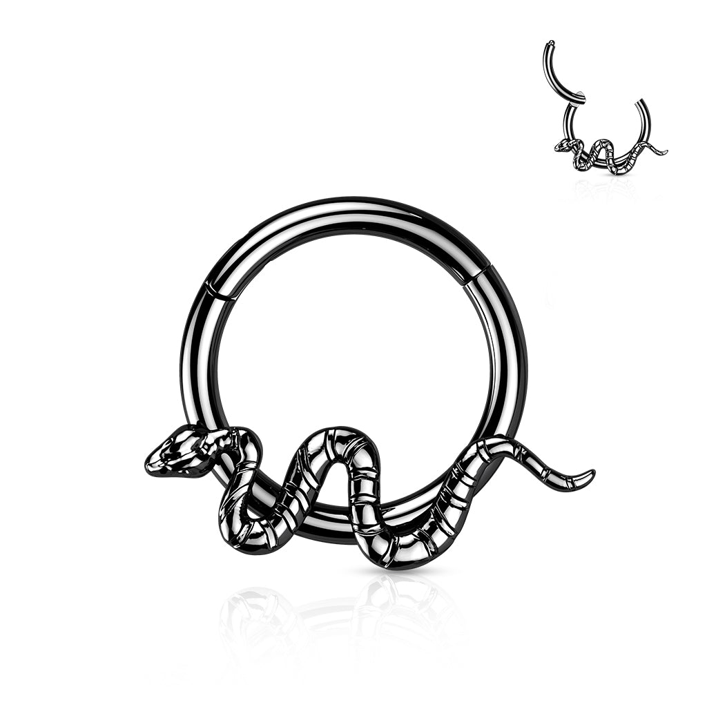 Hinged Segment Hoop Ring With Snake