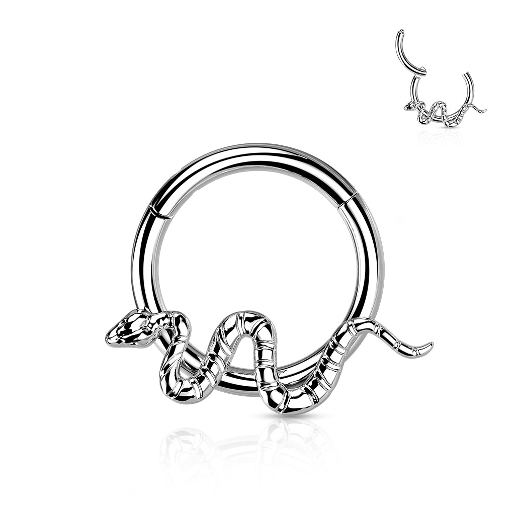 Hinged Segment Hoop Ring With Snake