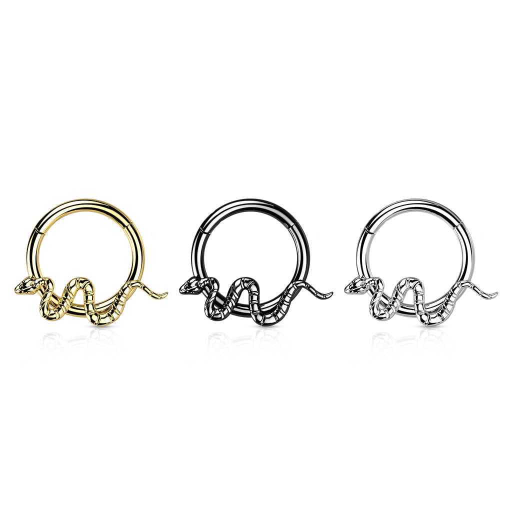 Hinged Segment Hoop Ring With Snake