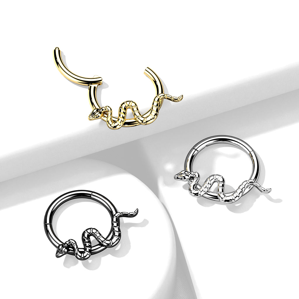 Hinged Segment Hoop Ring With Snake