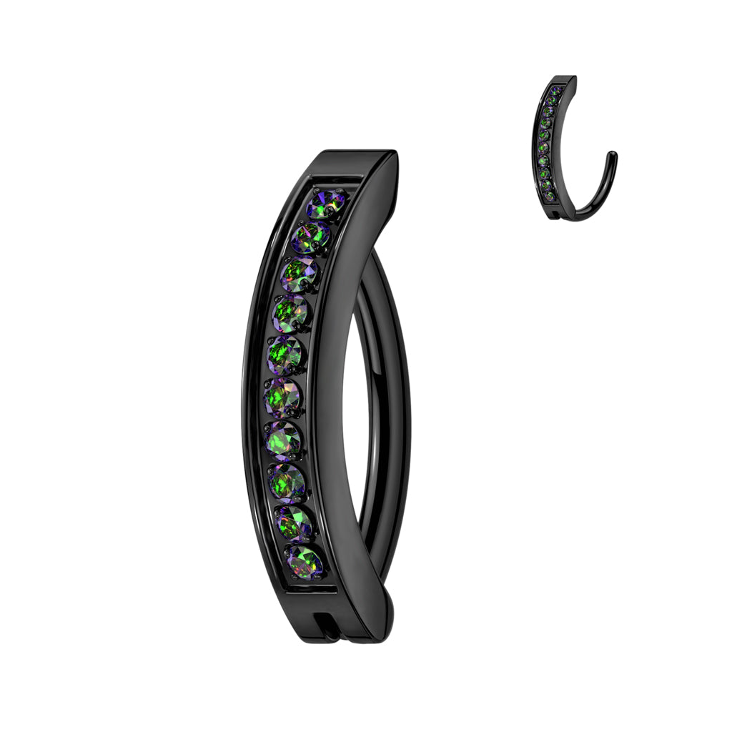 Hinged Hoop With CNC Set CZ Navel Bar