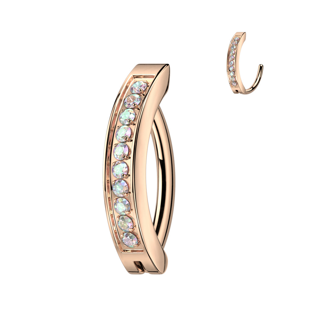 Hinged Hoop With CNC Set CZ Navel Bar