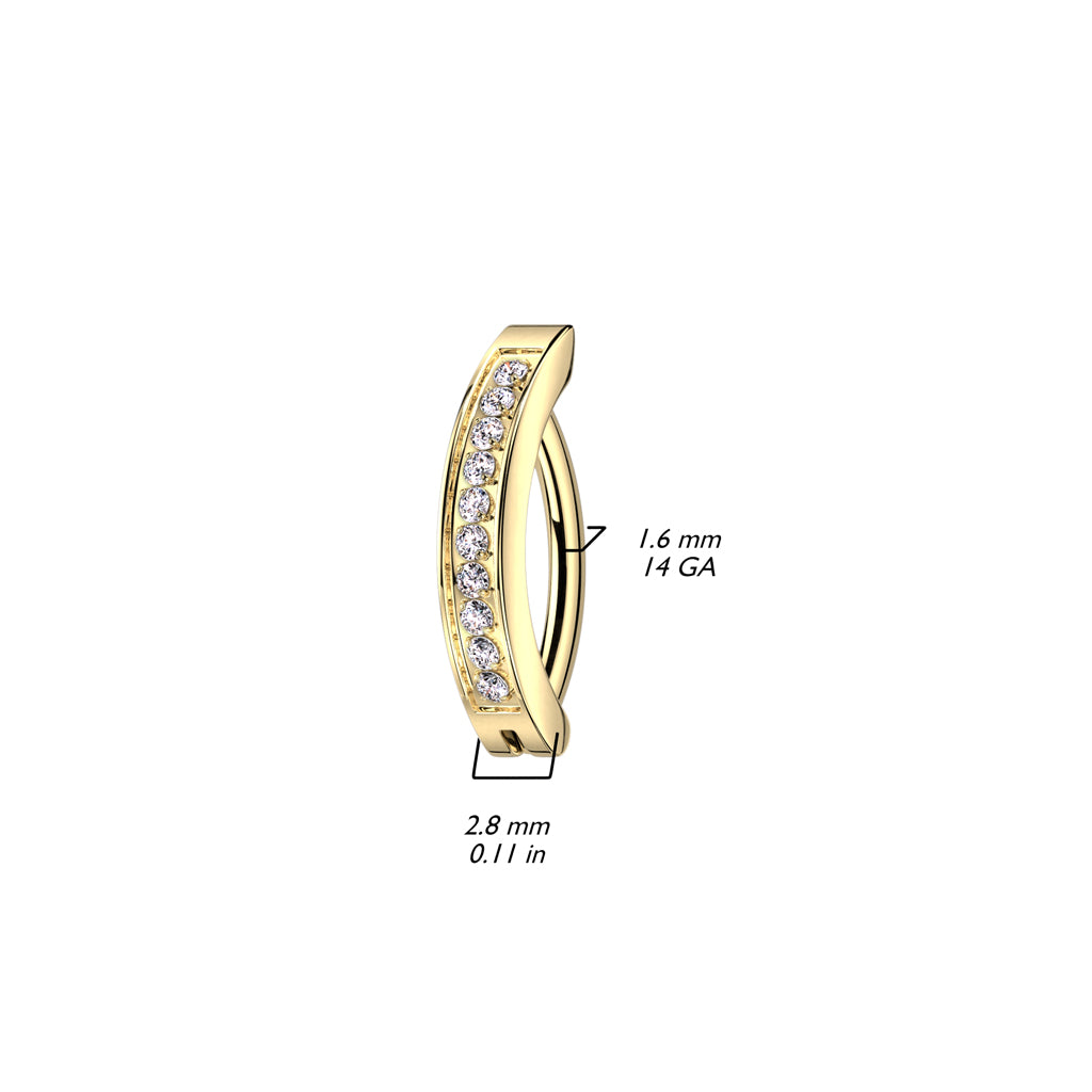 Hinged Hoop With CNC Set CZ Navel Bar