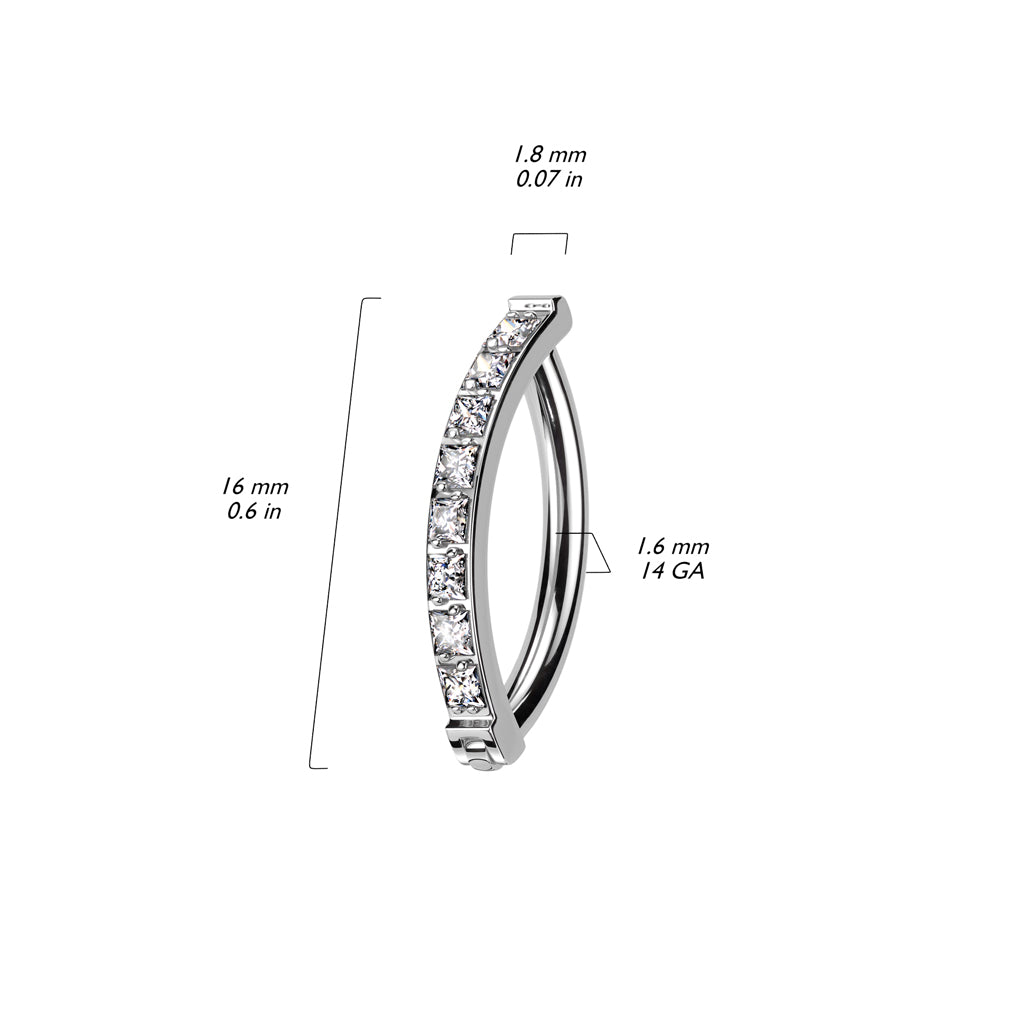 Hinged Hoop With Pave Square CZ Navel Bar