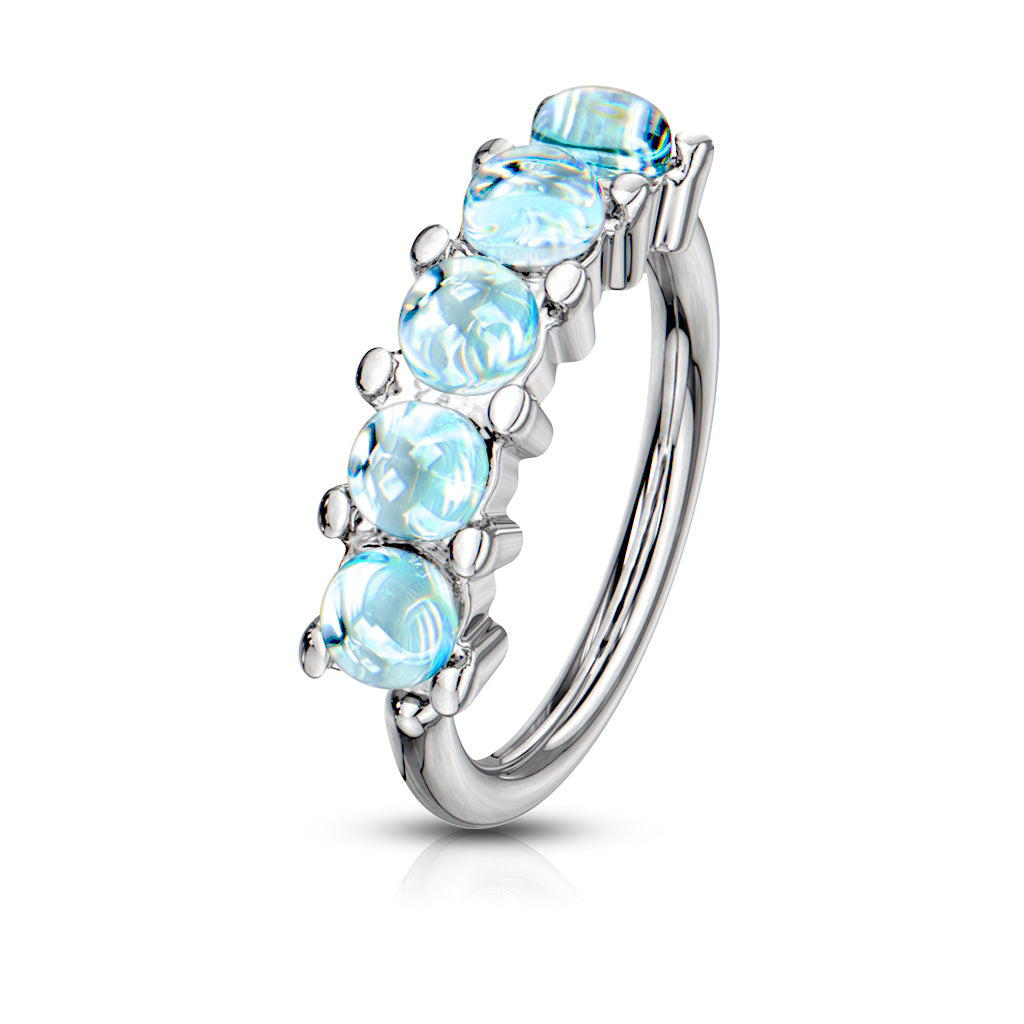 5 Illuminating Stones Lined Set All Bendable Hoop Cuff