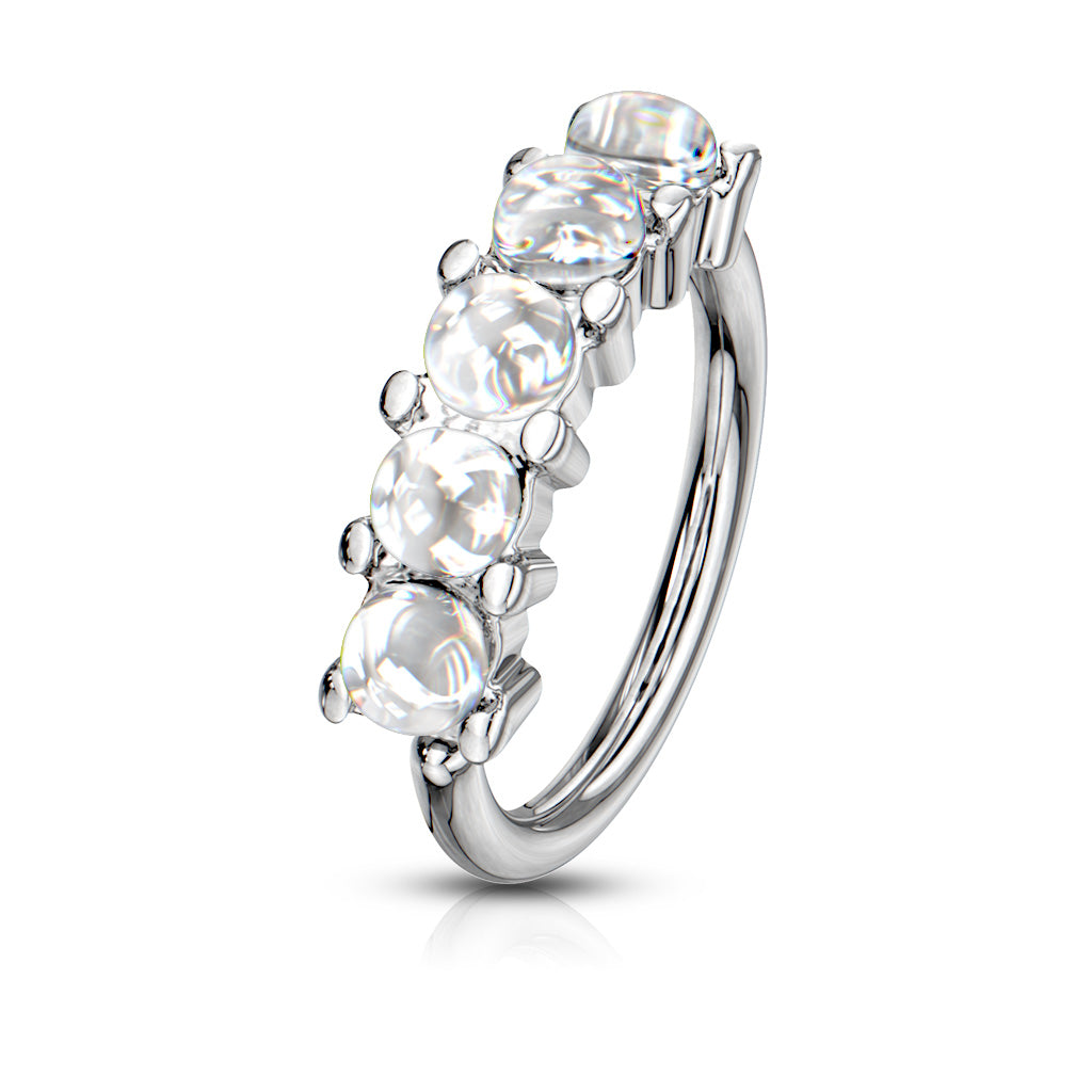 5 Illuminating Stones Lined Set All Bendable Hoop Cuff