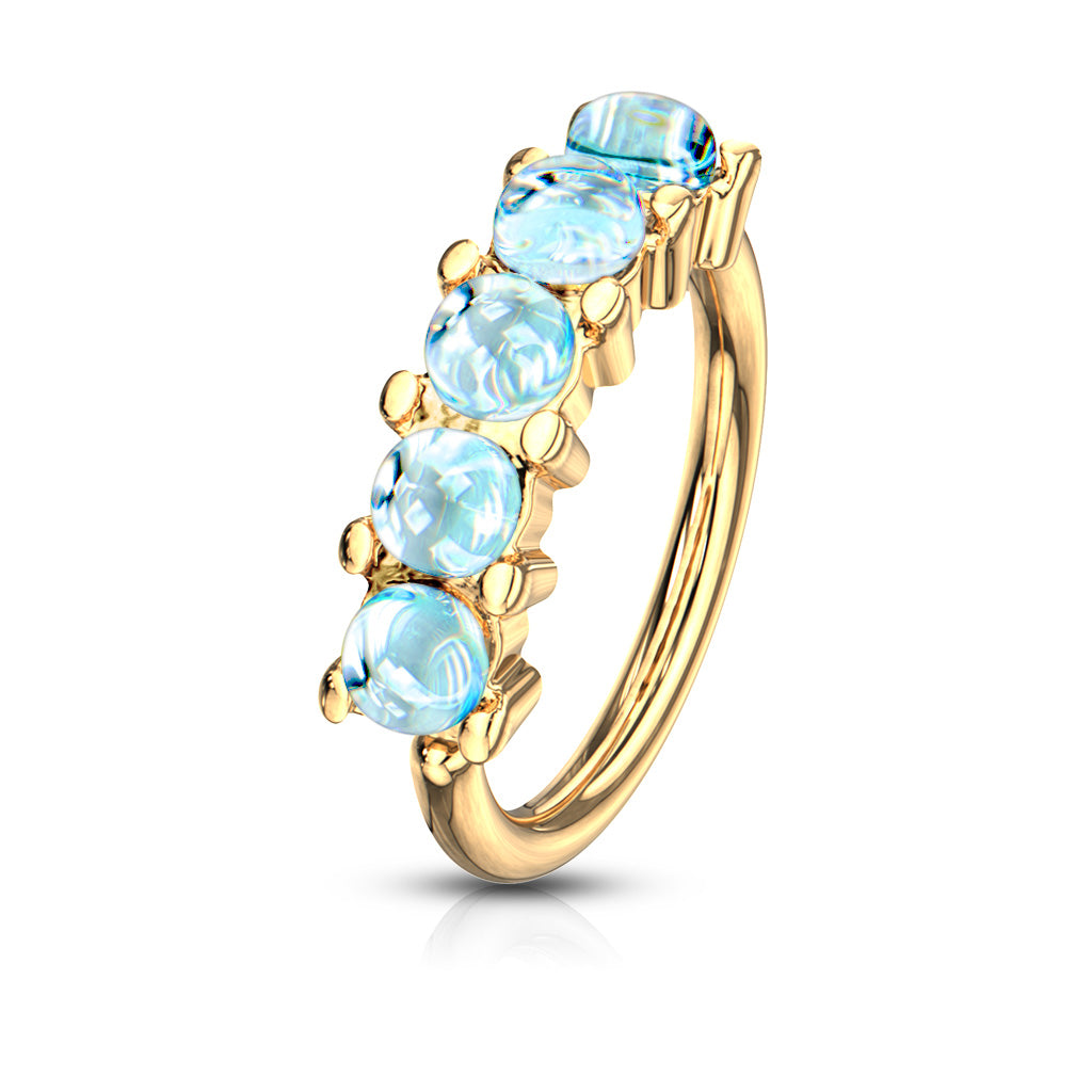 5 Illuminating Stones Lined Set All Bendable Hoop Cuff