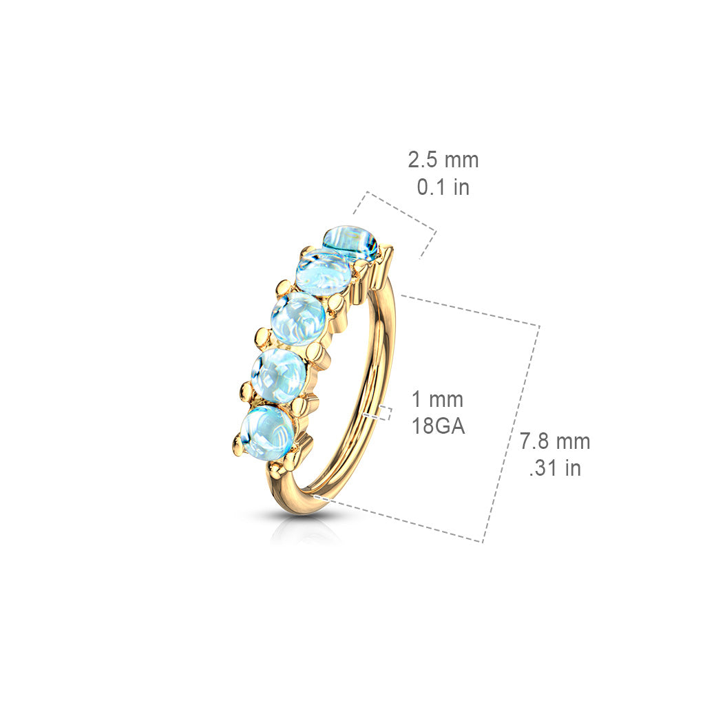 5 Illuminating Stones Lined Set All Bendable Hoop Cuff