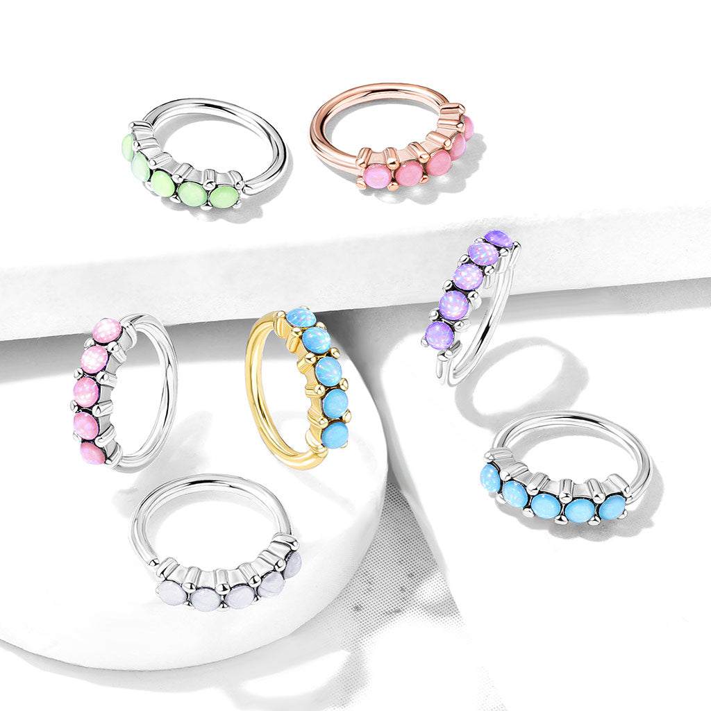5 Illuminating Stones Lined Set All Bendable Hoop Cuff