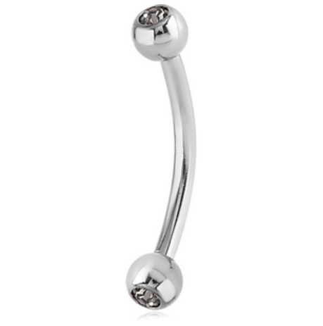 Double Jewelled Curved Barbell