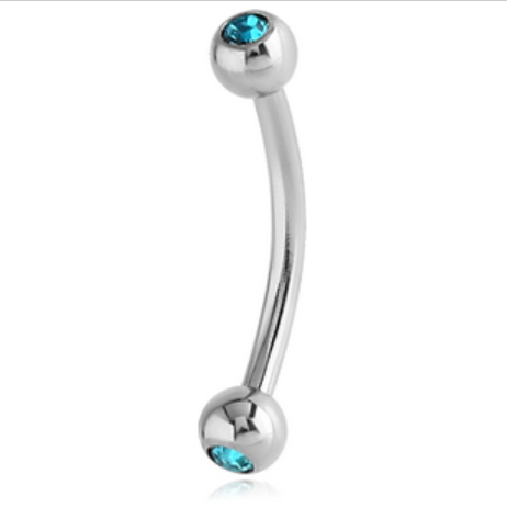 Double Jewelled Curved Barbell
