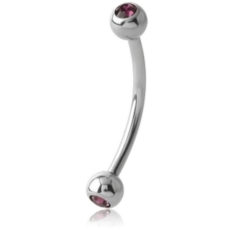 Double Jewelled Curved Barbell