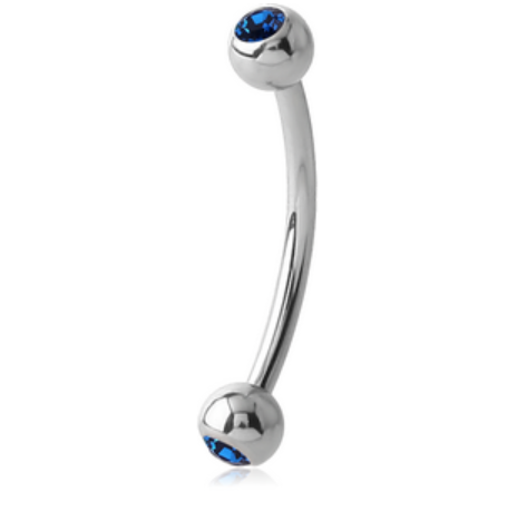 Double Jewelled Curved Barbell