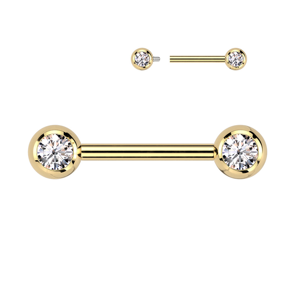 Threadless Nipple Barbell With CZ Set Ball Ends