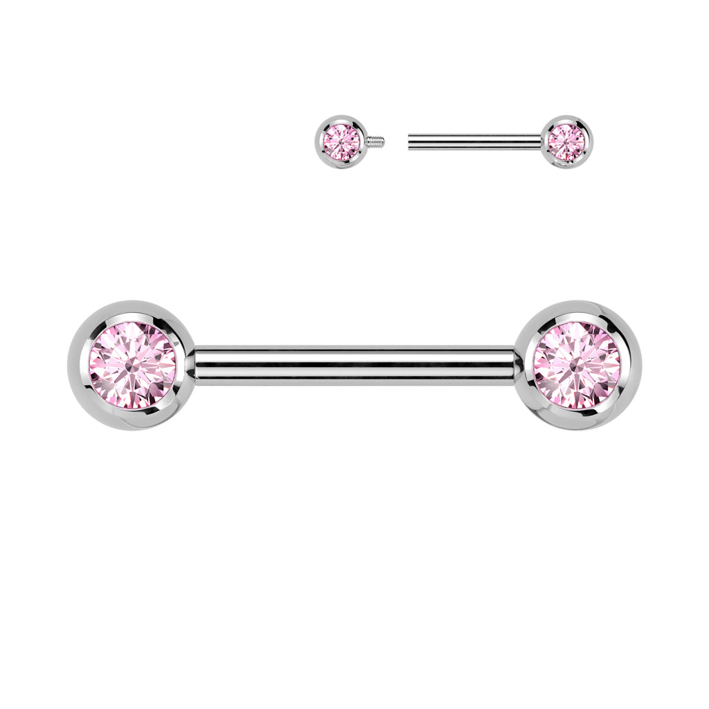 Threadless Nipple Barbell With CZ Set Ball Ends