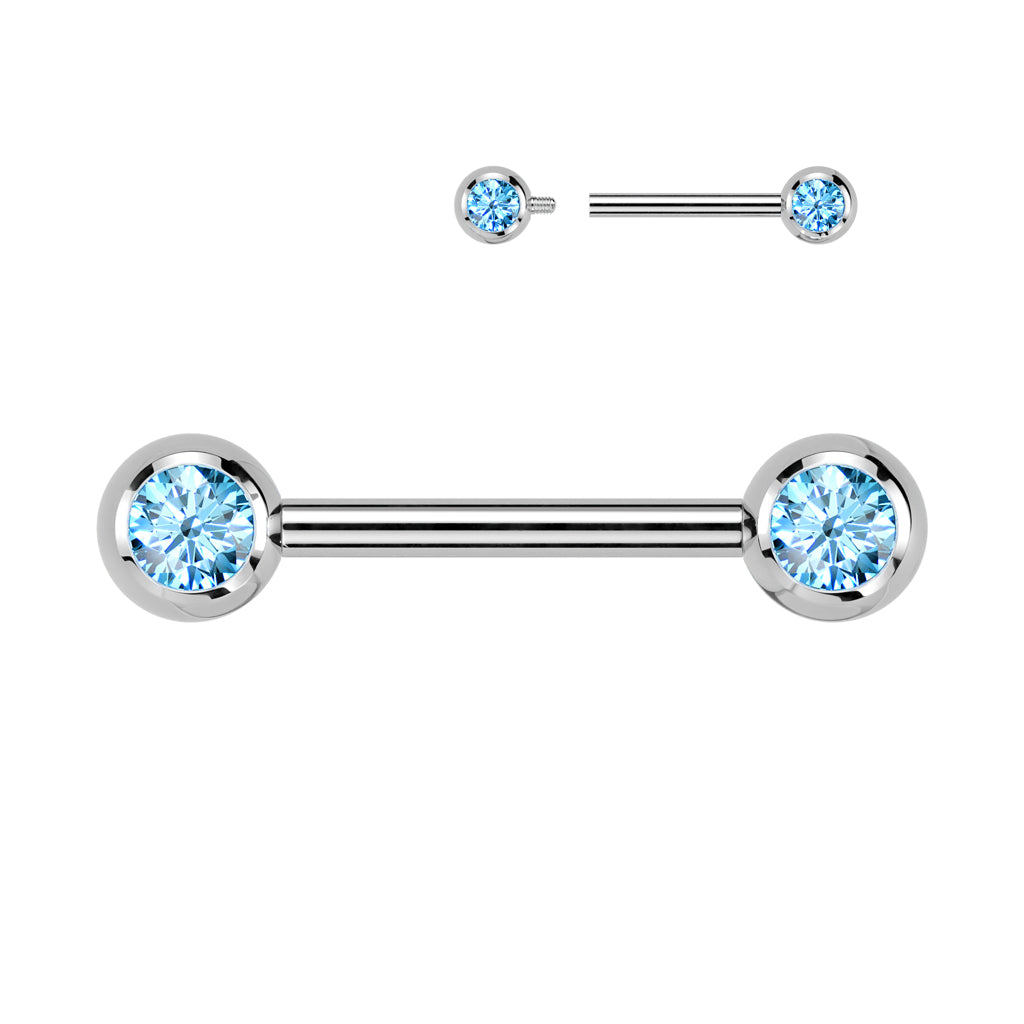 Threadless Nipple Barbell With CZ Set Ball Ends