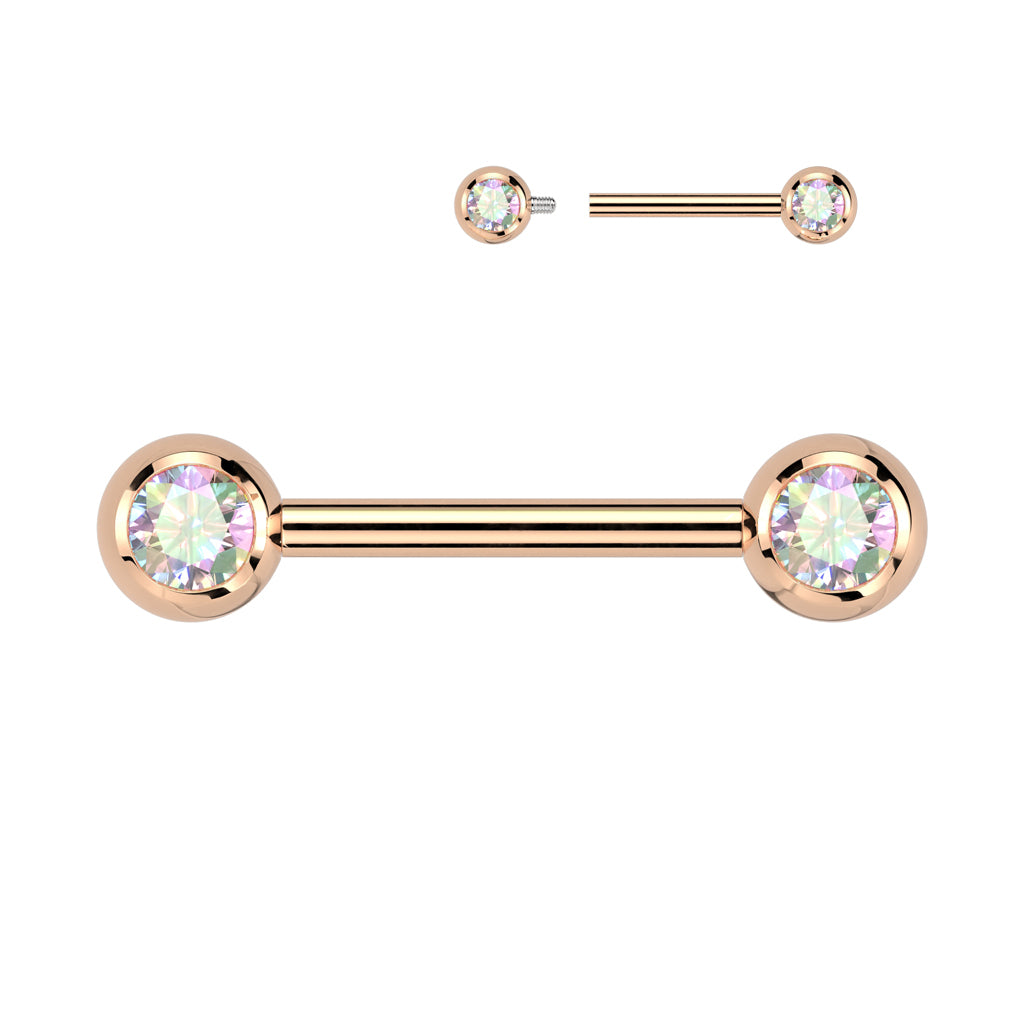 Threadless Nipple Barbell With CZ Set Ball Ends