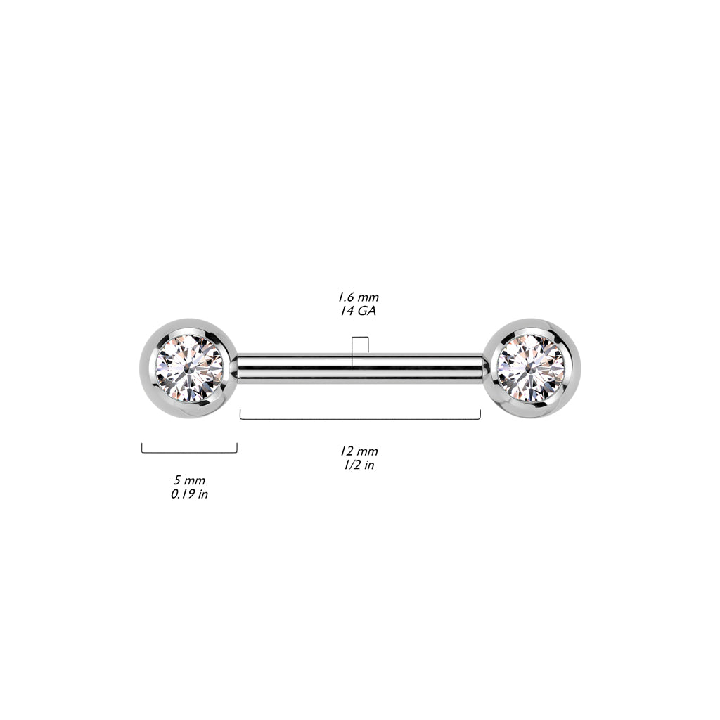 Threadless Nipple Barbell With CZ Set Ball Ends