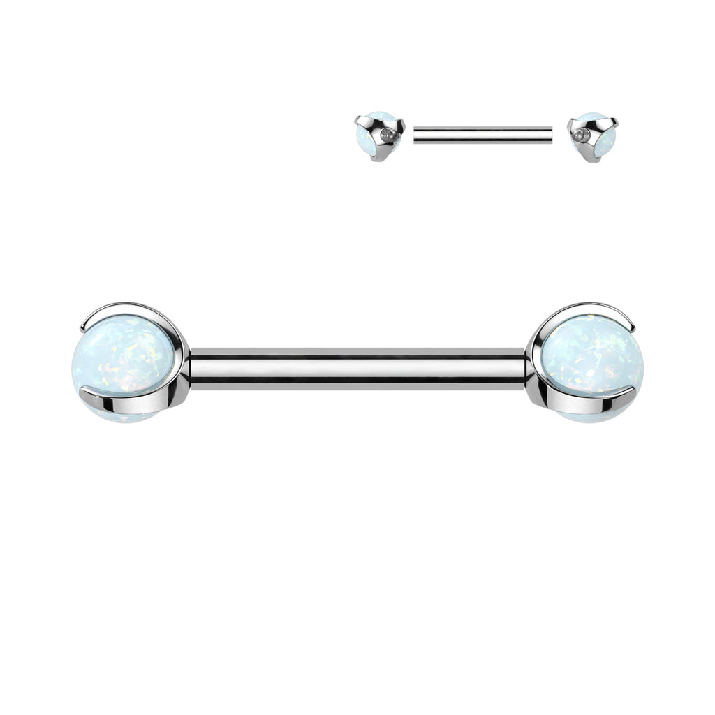 Barbell With Claw Set Opal Ball Ends