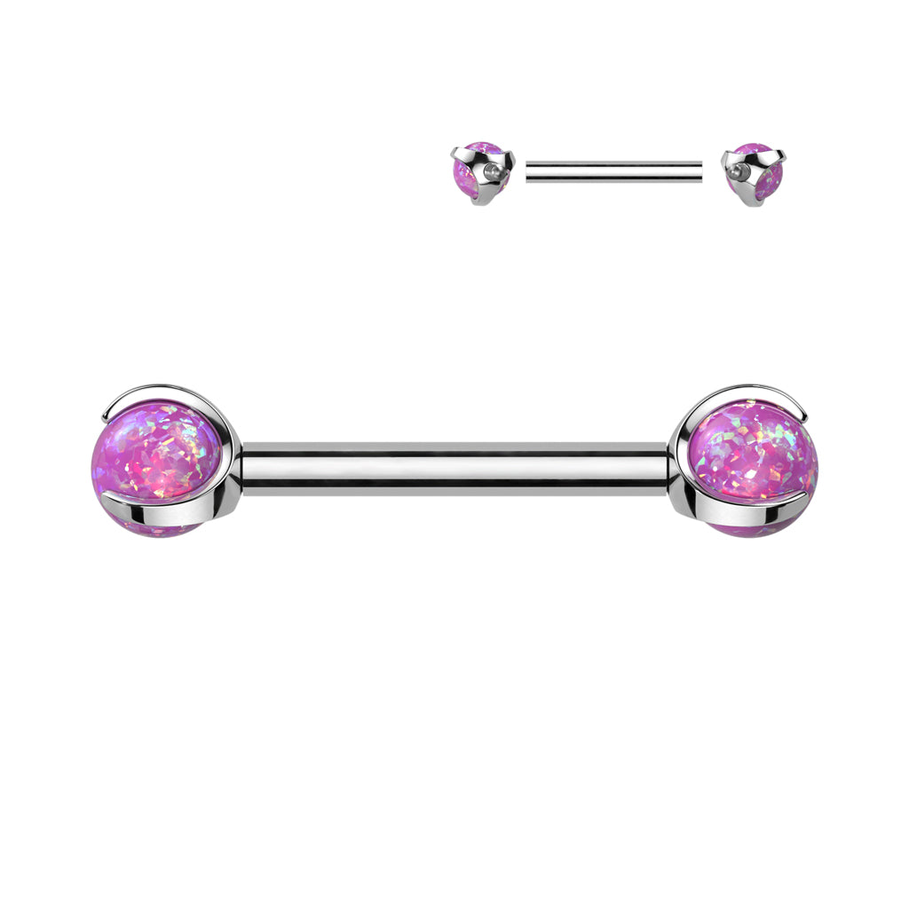 Barbell With Claw Set Opal Ball Ends