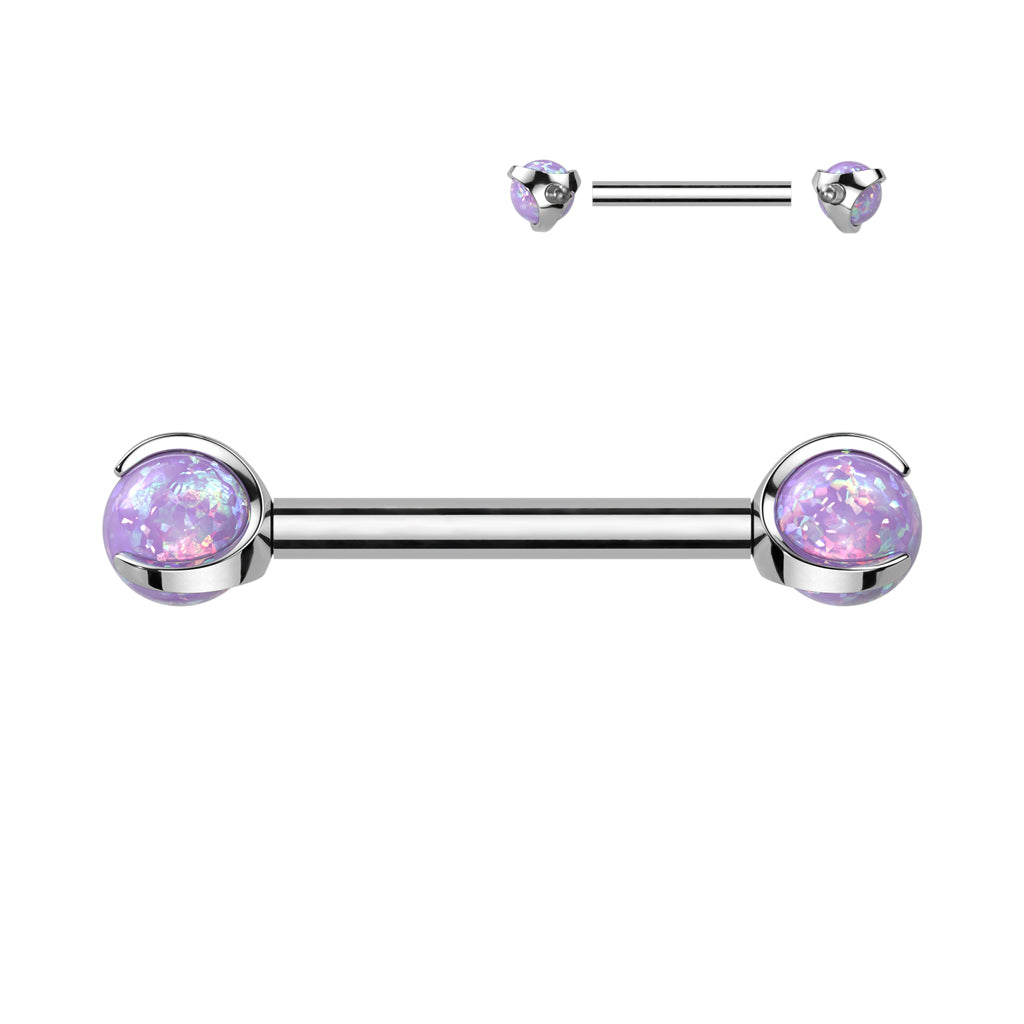 Barbell With Claw Set Opal Ball Ends
