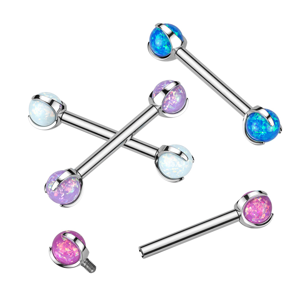 Barbell With Claw Set Opal Ball Ends