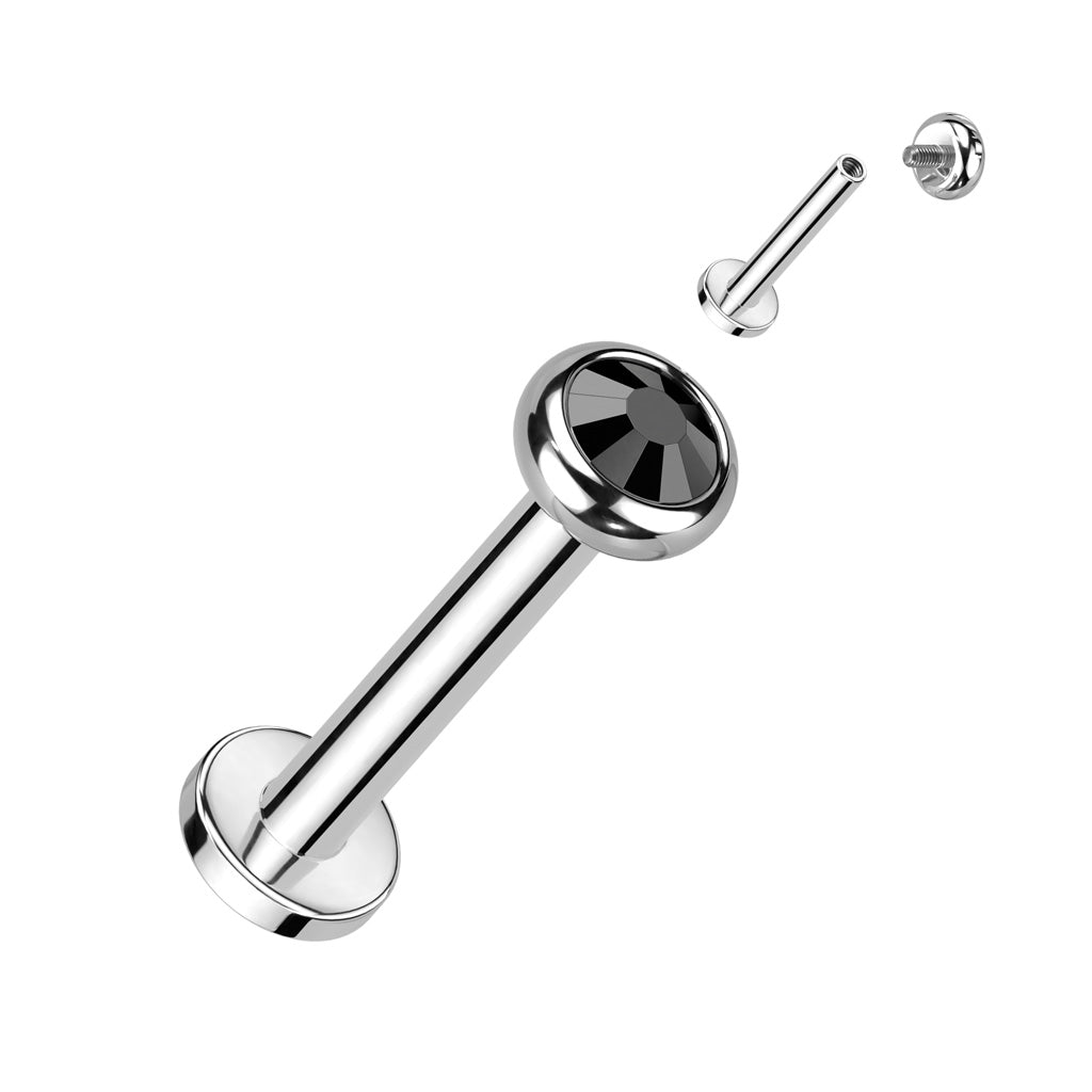 Labret With Flat Bezel Set Crystal or Opal Top
