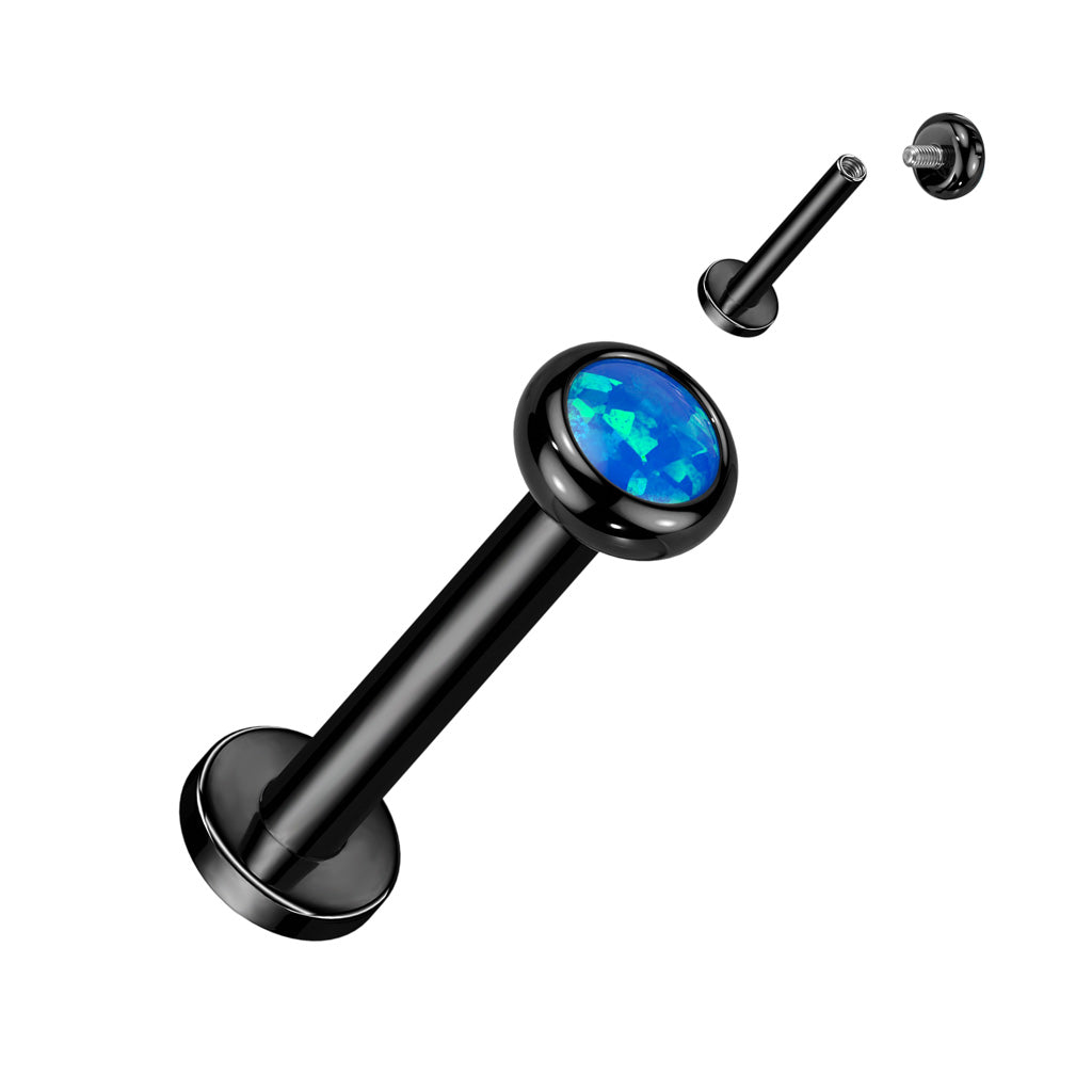 Labret With Flat Bezel Set Crystal or Opal Top
